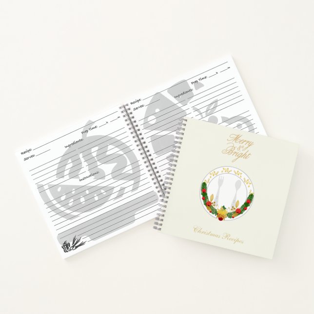 Personalized Merry & Bright Christmas Recipe Book (Inside)