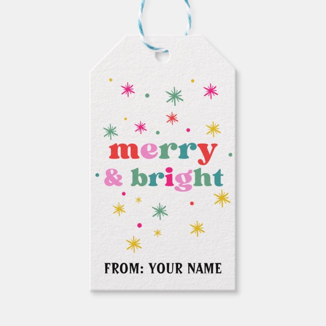 Personalized Merry & Bright  Gift Tags (Front)