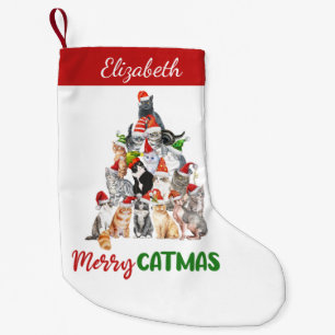Personalized Merry Catmus Funny Cat Christmas  Small Christmas Stocking