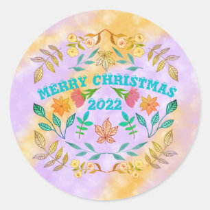PERSONALIZED MERRY CHRISTMAS 20XX CLASSIC ROUND STICKER