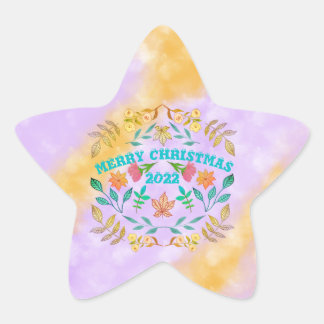 PERSONALIZED MERRY CHRISTMAS 20XX STAR STICKER