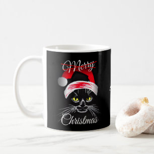 Personalized Merry Christmas Angry Black Cat   Coffee Mug