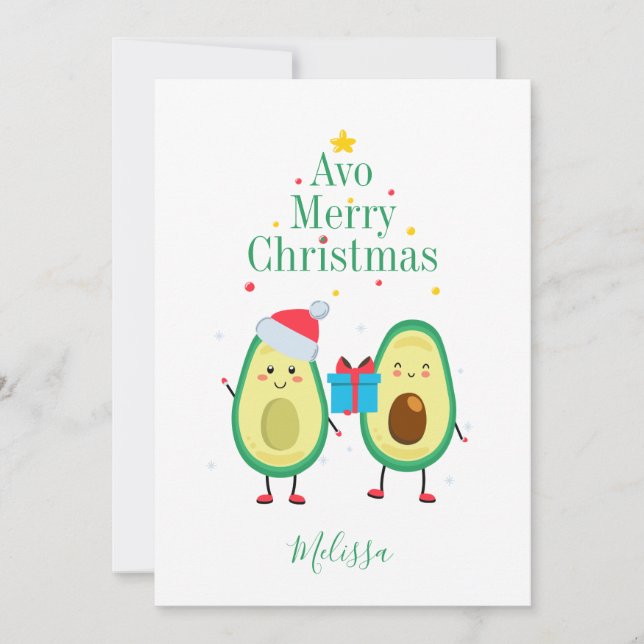 Personalized Merry Christmas Avocado Illustration (Front)