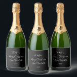 Personalized Merry Christmas Black and White Sparkling Wine Label<br><div class="desc">This personalized Christmas design is in clic black and white with a modern, stylish, script typography. It has the message “To Mom Merry Christmas Love Charlotte xxx”. Perfect for gift giving with a personal touch. You can simply add both your name and your recipient’s name, by using the personalize this...</div>
