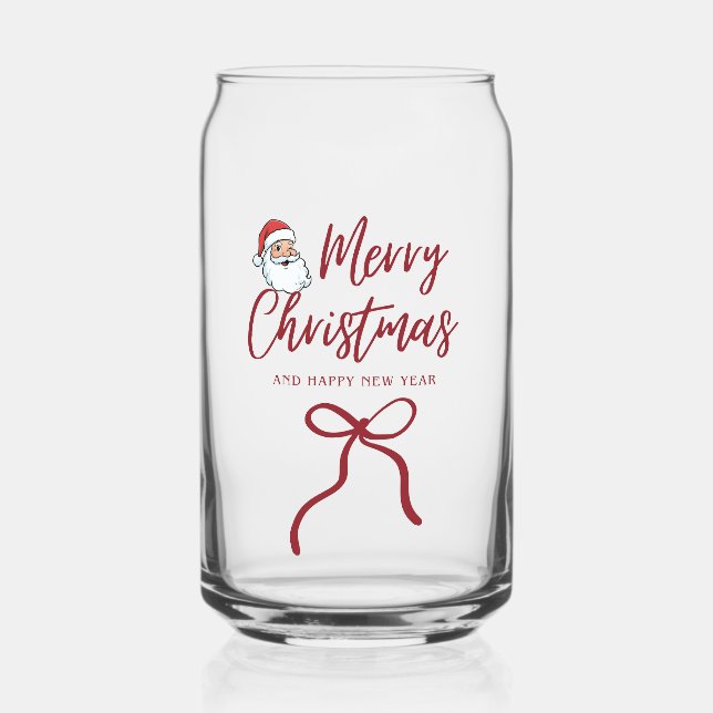 Personalized Merry Christmas Can Glass - Holiday D (Front)