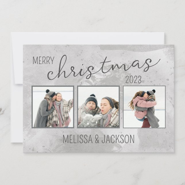 Personalized Merry Christmas Card with Photos (Front)
