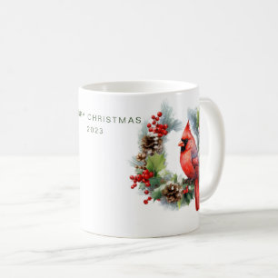 Personalized Merry Christmas Cardinal Coffee Mug
