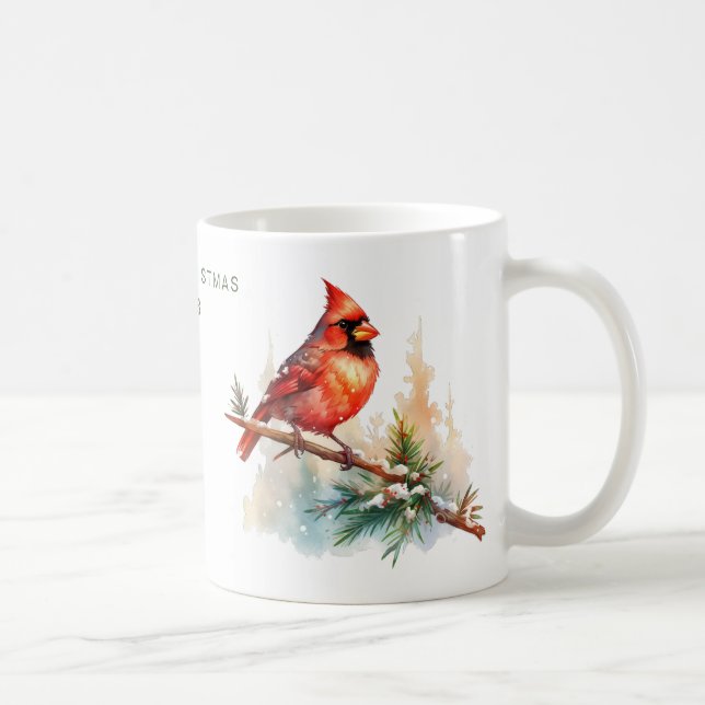 Personalized Merry Christmas Cardinal Coffee Mug (Right)