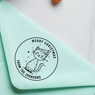 Personalized Merry Christmas Cat Cute Holiday Pet  Self-inking Stamp