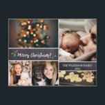 Personalized, Merry Christmas, Chalkboard, Photo Holiday Postcard<br><div class="desc">Your beautiful family photos deserve to be shared during this time of year as you send warm wishes. Customize this modern collage design & personalize with your family greeting. Find the other pieces from the collection.</div>