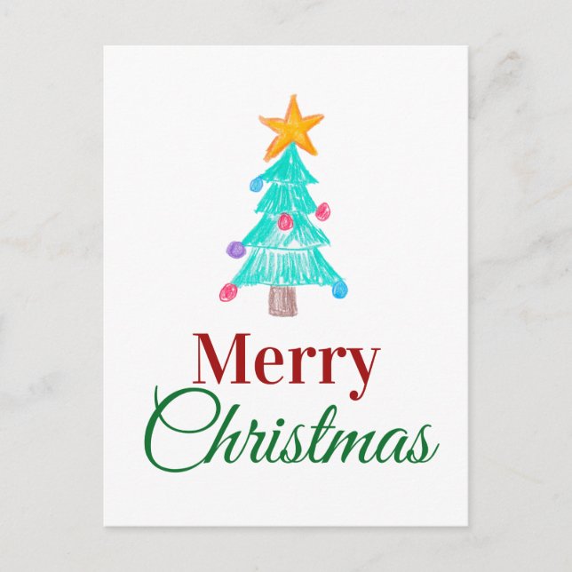 Personalized Merry Christmas Children's Picture Holiday Postcard (Front)