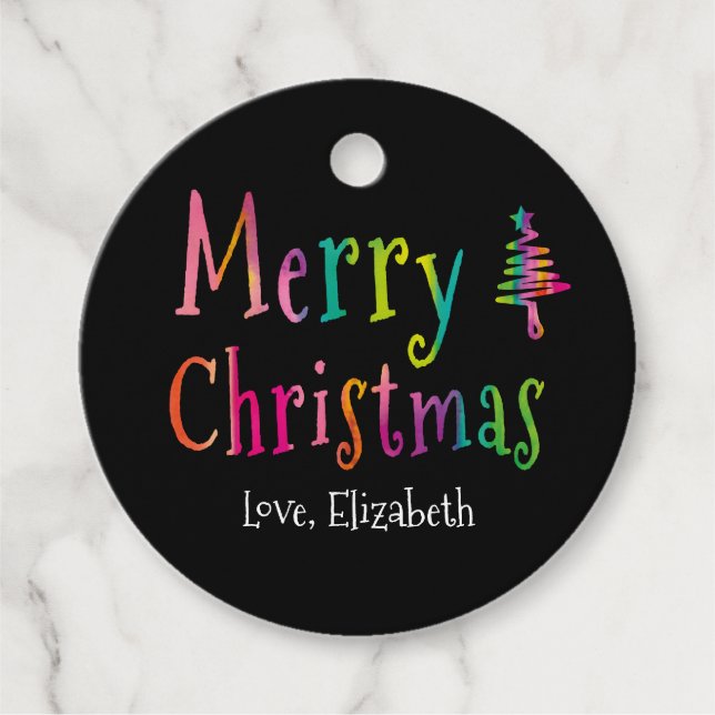 Personalized Merry Christmas Colourful Favour Tags (Front)