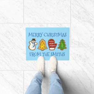 Personalized Merry Christmas Cookie Bell Tree Xmas Doormat