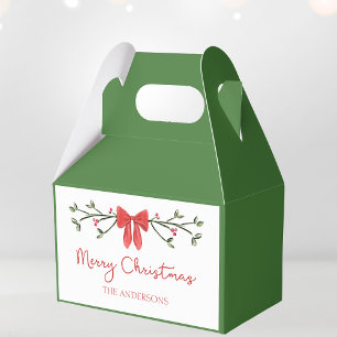 Personalized Merry Christmas Coquette Bow Trendy Favor Box