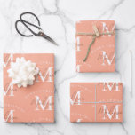 Personalized Merry Christmas Coral Monogram  Wrapping Paper Sheet<br><div class="desc">A personalized "Merry Christmas" monogram design with a Xmas coral background colour. An ideal festive custom design for the holiday season. Customize the monogram and make it your own!</div>