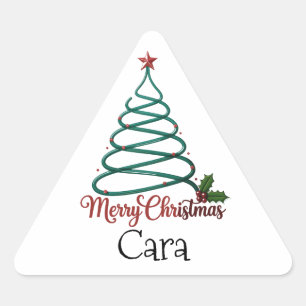 Personalized Merry Christmas Custom Name Gift For  Triangle Sticker