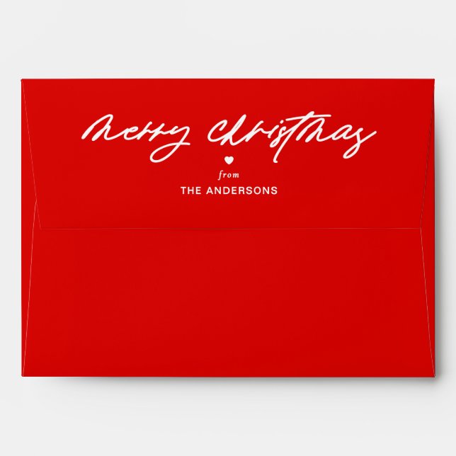 Personalized Merry Christmas Custom Name Red Envelope (Back (Top Flap))