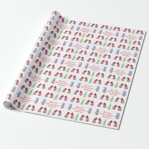 Personalized Merry Christmas Cute Gnomes Holiday  Wrapping Paper