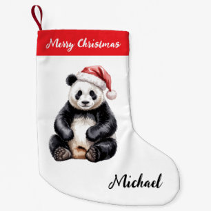 Personalized Merry Christmas Cute Panda Bear Small Christmas Stocking