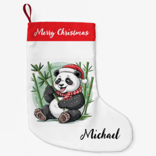 Personalized Merry Christmas Cute Panda Bear Small Christmas Stocking