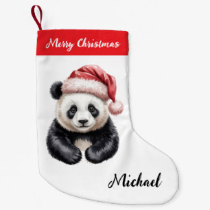 Personalized Merry Christmas Cute Panda Bear Small Christmas Stocking