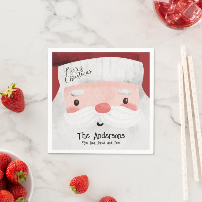 Personalized Merry Christmas Cute Santa Claus Face Napkin (Insitu)