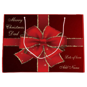 Personalized Merry Christmas Dad gift design Large Gift Bag