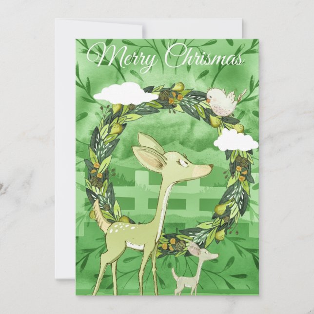 Personalized Merry Christmas Deer Card (Front)