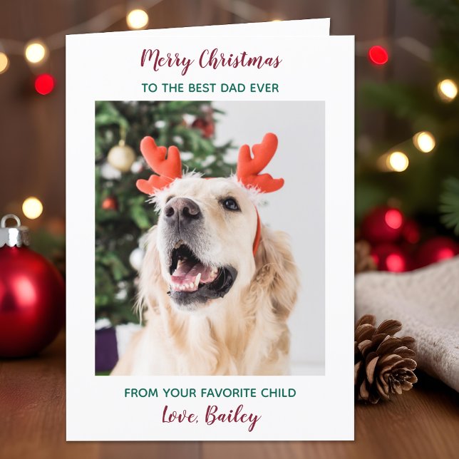 Personalized Merry Christmas Dog Dad Pet Photo Holiday Card (Creator Uploaded)