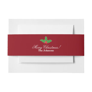 Personalized Merry Christmas envelope belly band Invitation Belly Band