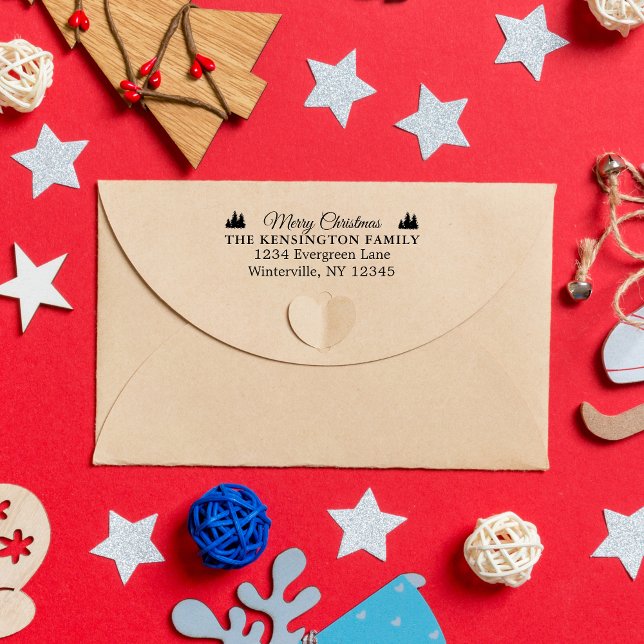 Personalized Merry Christmas Family Address Stamp  (Personalized Merry Christmas Family Address Stamp)