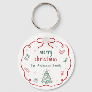 Personalized Merry Christmas Family Keychain