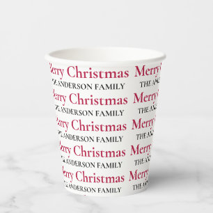 Personalized Merry Christmas Family Name Paper Cups