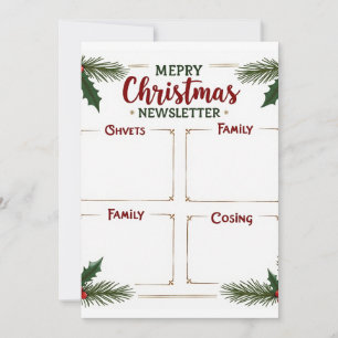 Personalized Merry Christmas Family Newsletter  Invitation