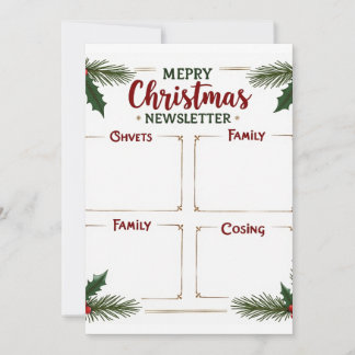 Personalized Merry Christmas Family Newsletter  Invitation