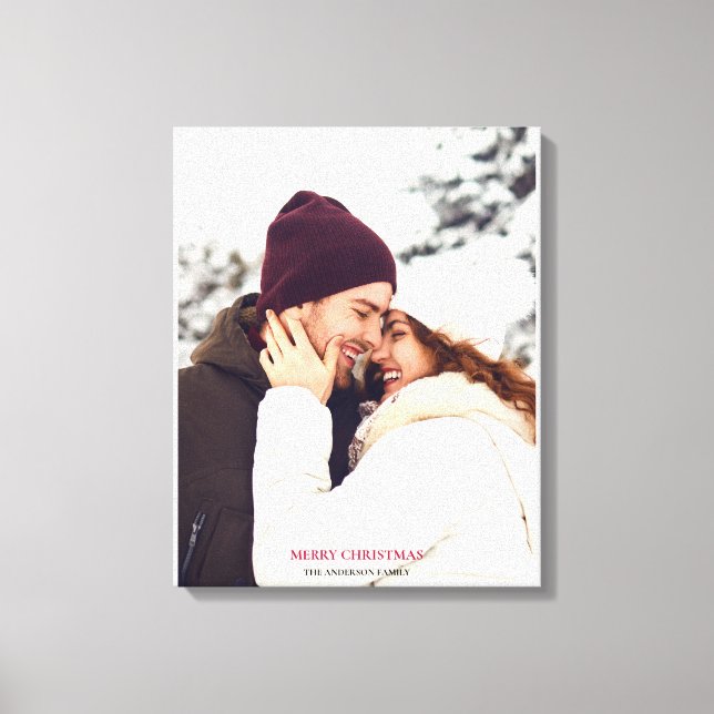 Personalized Merry Christmas Family Photo Canvas Print (Front)