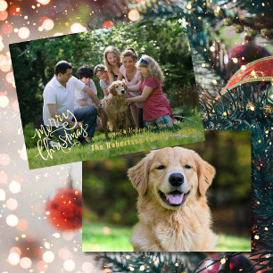 Personalized Merry Christmas Family Photo Foil Holiday Card