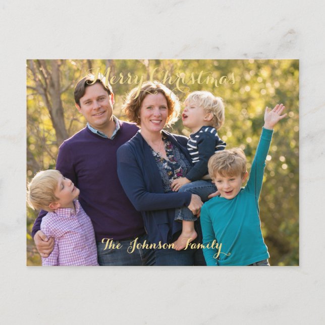 Personalized Merry Christmas Family Photo Holiday Postcard (Front)