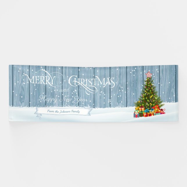 Personalized Merry Christmas Family wishes Banner (Horizontal)