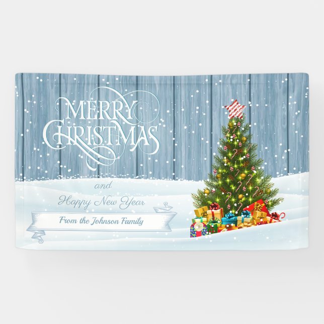 Personalized Merry Christmas Family wishes Banner (Horizontal)