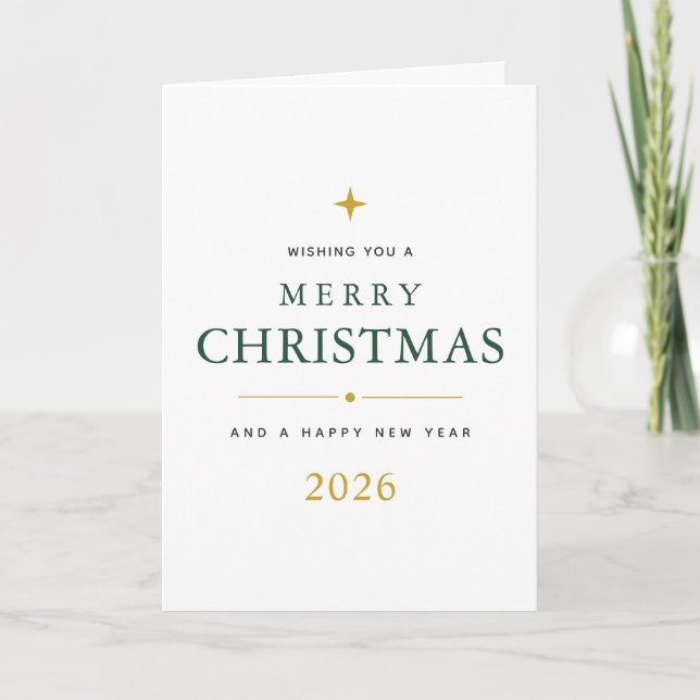 Personalized Merry Christmas Folded Greeting Card (Front)