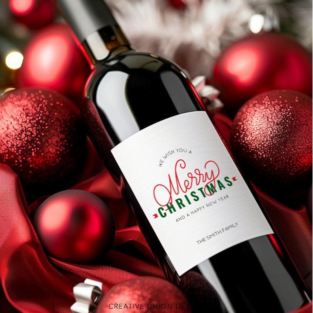 Personalized Merry Christmas Gift Wine Label (Creator Uploaded)