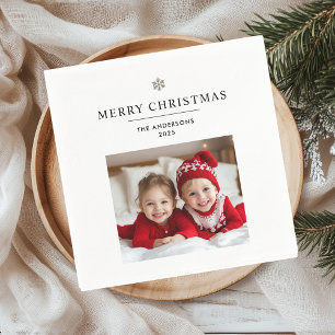 "Personalized Merry Christmas Gift with Photo Napkin