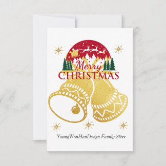 personalized Merry Christmas Golden Bell Card
