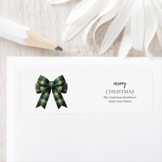 Personalized Merry Christmas | Green Plaid Bow (Insitu)