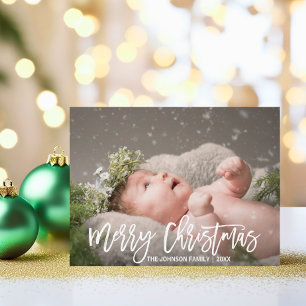 Personalized Merry Christmas Greeting   add PHOTO Holiday Postcard