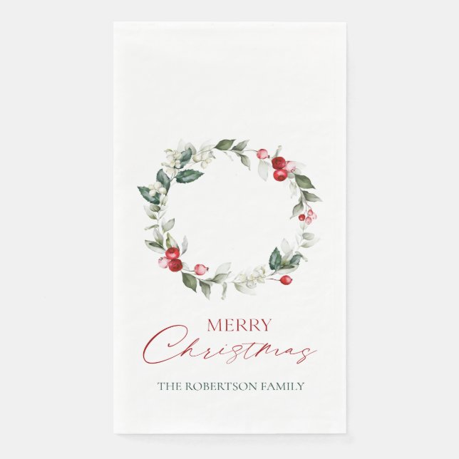 Personalized Merry Christmas Guest Towels Napkin (Front)