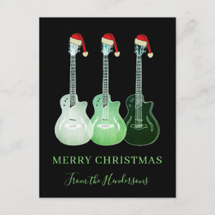 Personalized Merry Christmas guitars Holiday Postcard