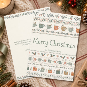 Personalized Merry Christmas Holiday Pattern Card