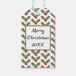 Personalized Merry Christmas Holly Red and Green  Gift Tags